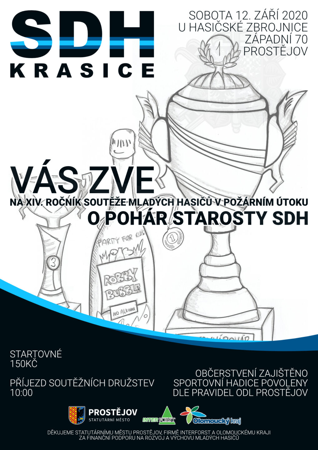 Sbor dobrovolných hasičů Krasice Vás zve na XIV. ročník domácích závodů "O pohár starosty SDH" - 12. září 2020 od 10:00